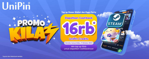 Rabu Hemat Pakai PROMO KILAT! Top Up Steam Wallet dan Eggy Party Cashback 16rb UniPin Credits!